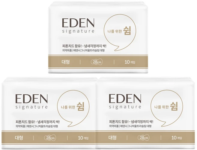[대형3팩] 에덴 시그니처 유기농 생리대 -피톤치드함유 메쉬타입 생리대, 대형, 3개, 10개입 - 쿠팡