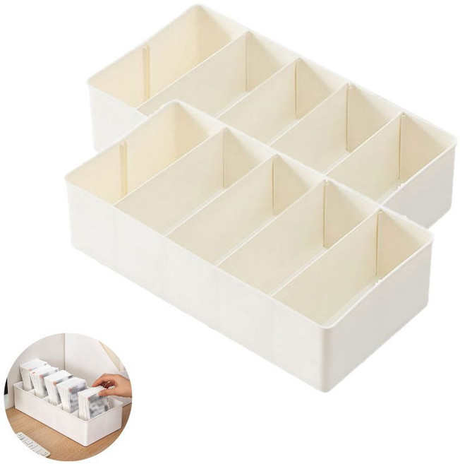 송장 분류 케이스 5칸 수납 보관 정리 바스켓 바구니 서랍정리, 2개, 화이트
