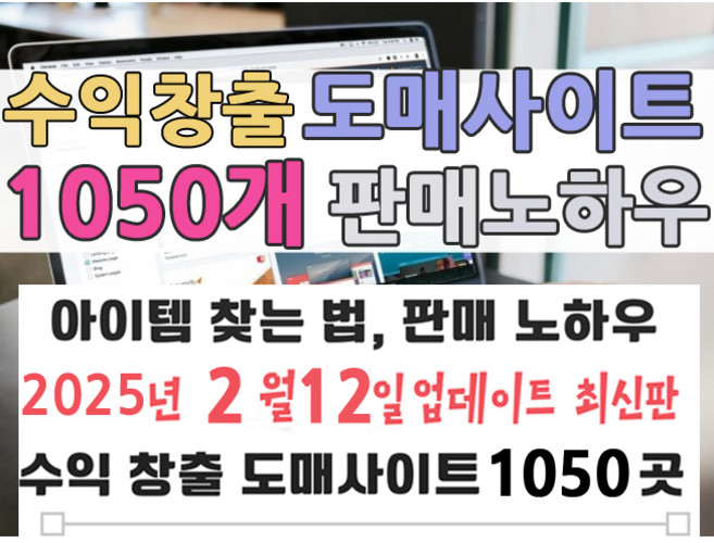 순수익 2억 벌게한 도매사이트 소개와 판매노하우 (빠른 발송 + PDF 전자책), 2억벌게한 도매사이트 1050개와 판매 노하우