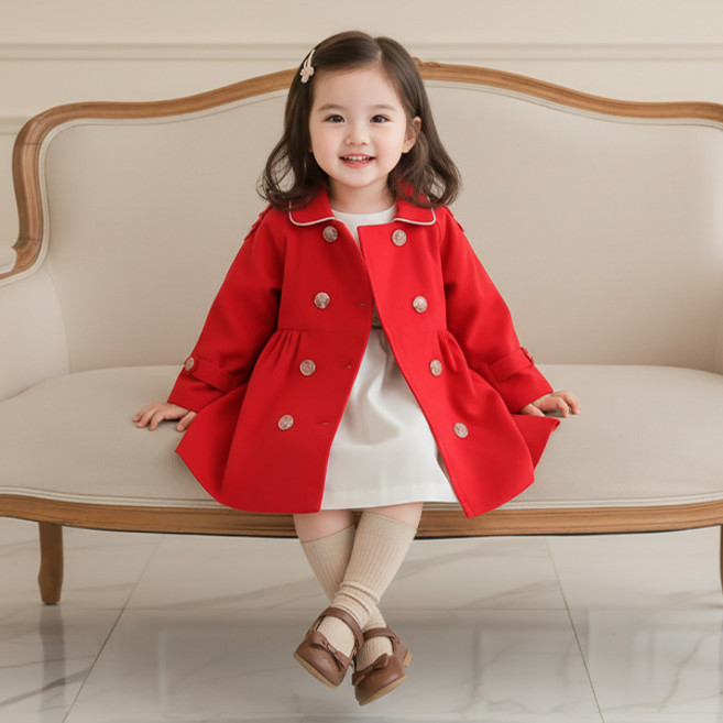 몽실이 더블버튼 A라인 여아트렌치코트