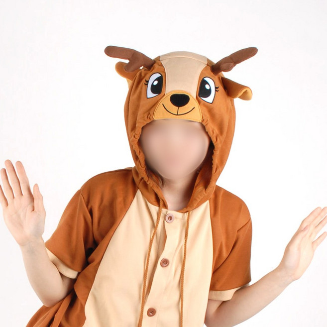 반팔 동물잠옷 꽃사슴 (브라운)