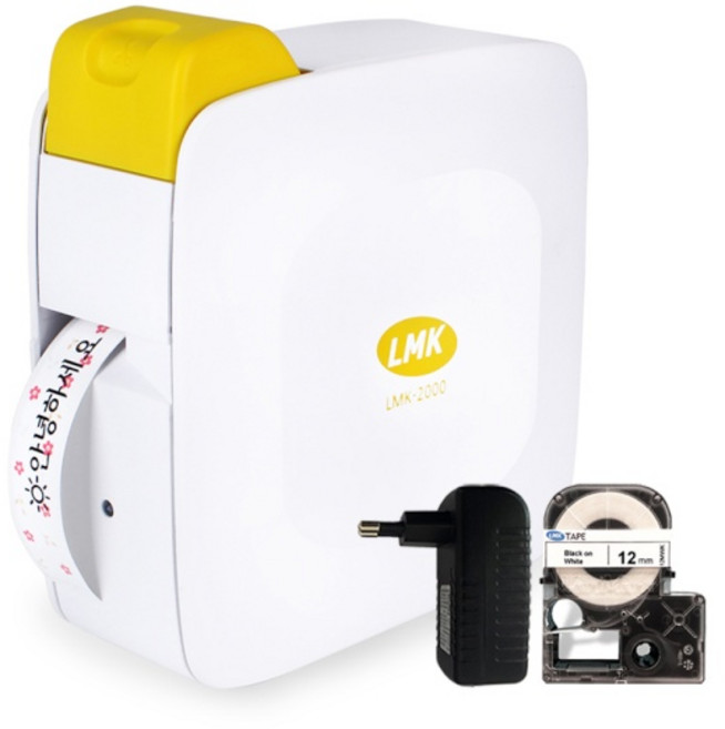 (주)로드메일코리아 휴대용 블루투스 라벨프린터 LMK-2000YL 옐로우 라벨기 라벨지, 단품, 1개