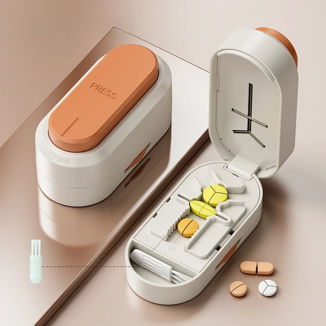 휴대용 멀티 알약 커팅기 비비드 오렌지, 1개 - 쿠팡