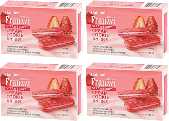 달곰 프란찌 딸기크림쿠키 58g 비스킷 간식, 4개