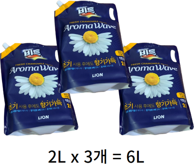 비트 아로마웨이브 일반 드럼 겸용 리필 카모마일향, 2L, 9개