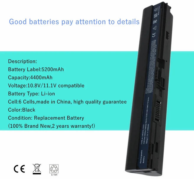 ACER Aspire One용 노트북 배터리 AL12B32 756 V5-171 TravelMate B113, 01 11.1V 6CELLS