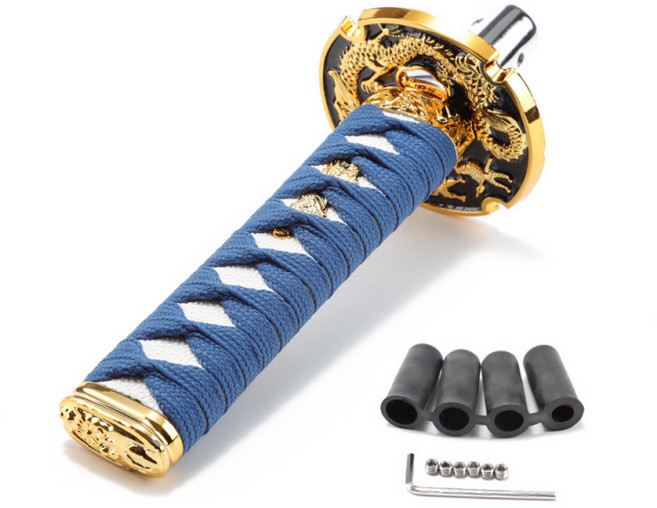 자동차 기어봉 튜닝 범용 사무라이 기어 노브 크리스탈 스타일 레버 호환성 높은 기어봉커버 차량 인테리어용품 악세사리 교체 용품, 블루, 20cm