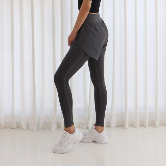 여성 요가 필라테스 워터 레깅스 반바지 일체형, 어반그레이