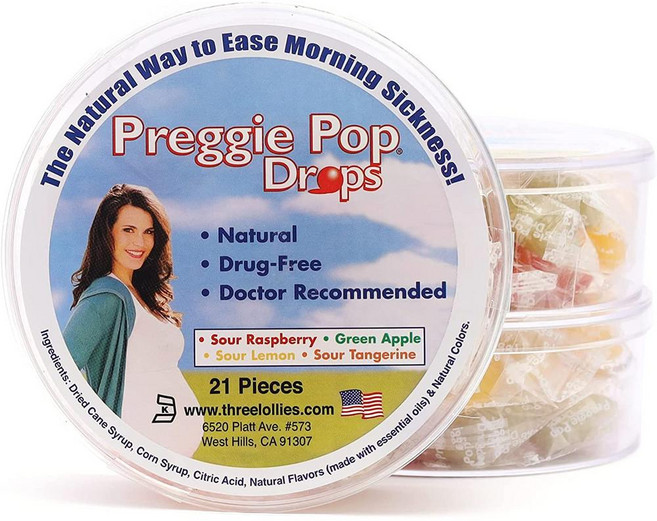 Three Lollies Preggie Pop Drops Nausea Relief 프리지팝스 임산부 산모 입덧 캔디 4가지맛 총 21개입 x3팩
