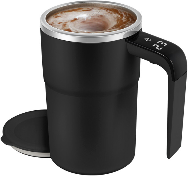 BIBOSI 대용량 자동믹스텐컵 토네이도 커피머그 IPX7방수으로, 블랙 * 1개, 1개