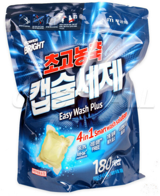 무궁화 파워브라이트 캡슐 세탁세제 180개 코스트코, 180개입, 1개