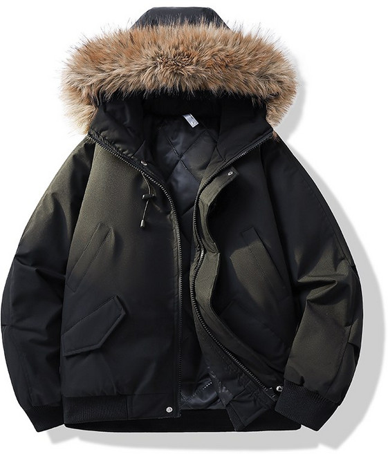 貉子毛加厚立領棉衣情侶款 防寒外套 男女秋冬新款短款運動保暖棉大衣