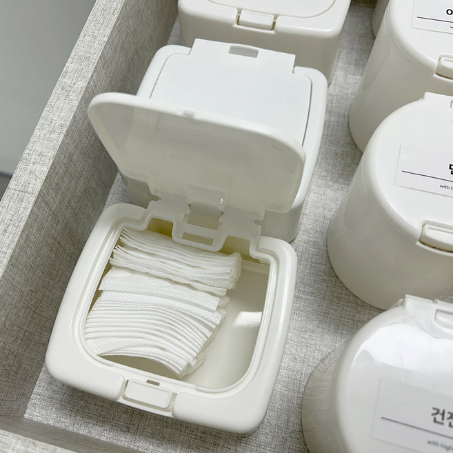 원터치 미니 정리함 면봉 케이스 화장솜 악세사리 치실 이쑤시개 머리끈 보관함, 사각, 1개
