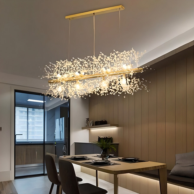 엘리사 엘사 12등 일자 펜던트 크리스탈 LED전구포함 눈꽃조명, 주광색(하얀빛)