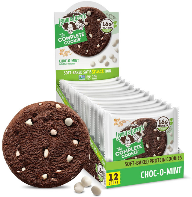 Lenny & Larry's 레니앤래리스 프로틴쿠키 민트초코 Protein Cookie [Birthday Cake] 비건 코셔 Kosher Non-GMO, 12개