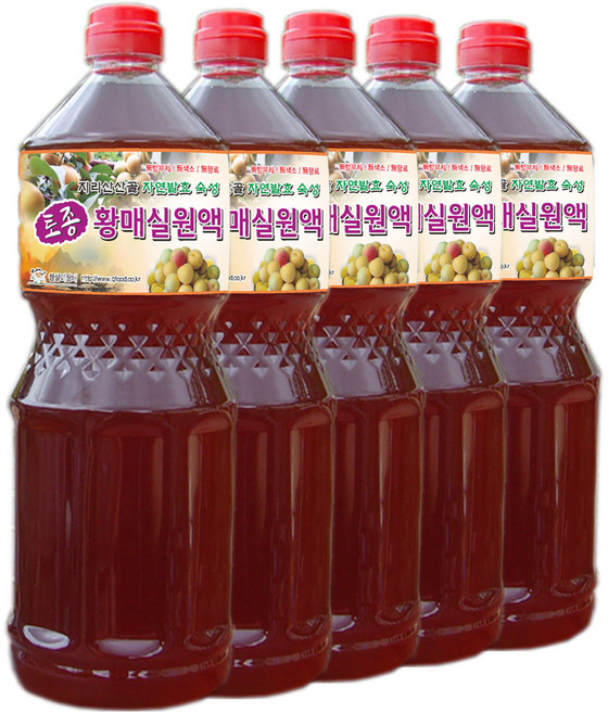 하동 매실원액 지리산산골 3년숙성 토종 황매실원액 1800ml 매실청 매실액기스 매실액, 1.8L, 5개