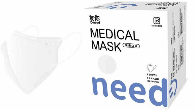 台灣康匠 友你系列 3D醫療口罩, 白色,L, 1個, 30片