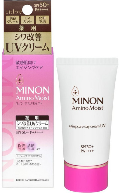 Minon 敏感肌專用 藥用シワ改善UVクリーム SPF50+ PA++++, 1個, 敏感肌專用保濕抗老日霜