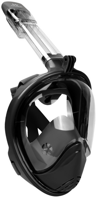 위베런 스노쿨링 마스크 이지브리더 4세대 풀페이스 스노클링 장비 일체형 물안경 세트, 블랙