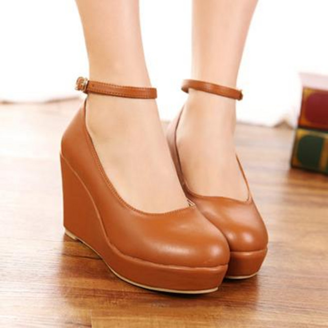 웨지 힐 가보시 구두 통굽 키높이 발편한 8cm 하이힐 플랫폼 작은발 220 215