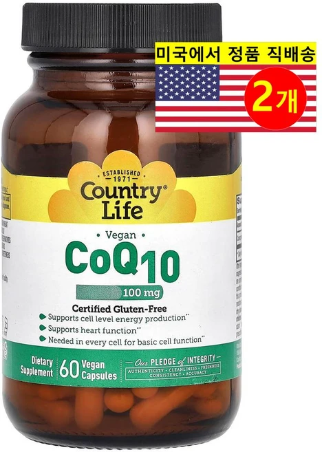 Country Life 컨트리 라이프 코큐텐 CoQ10 100mg, 2개, 60정 - 쿠팡