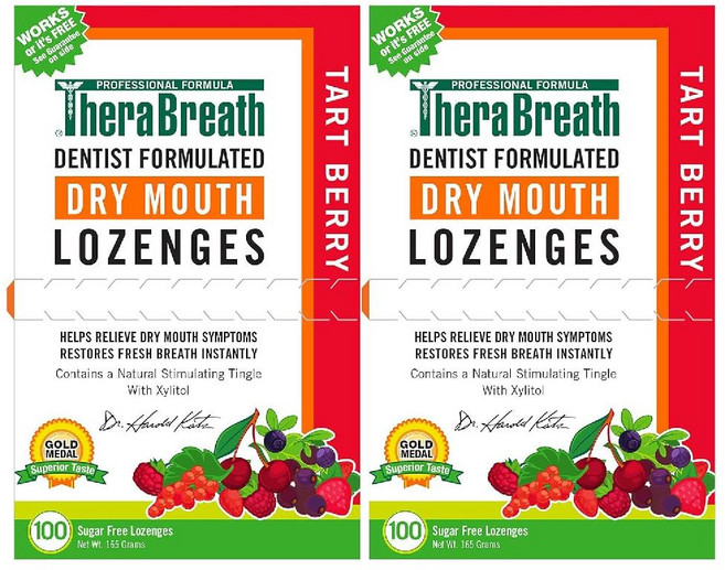 테라브레스- Lozenges 아연 함유 드라이 마우스 타르트 베리 맛 로젠지 100개입 (2팩), 165g, 1개