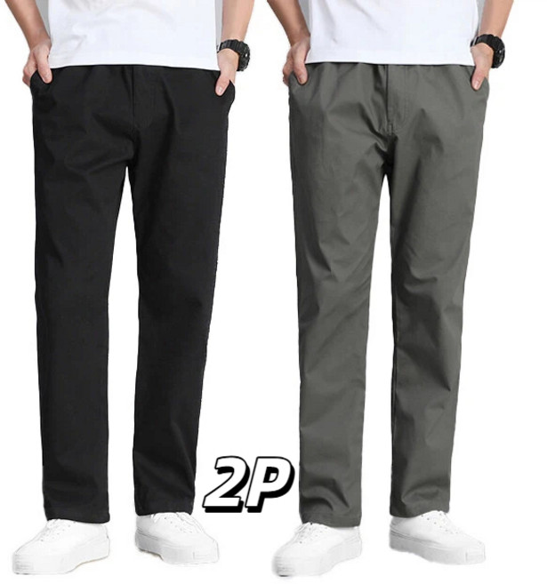 1+1 남자 카고 캐주얼 바지 100%면 밴딩슬랙스 팬츠 Tanlz-2223