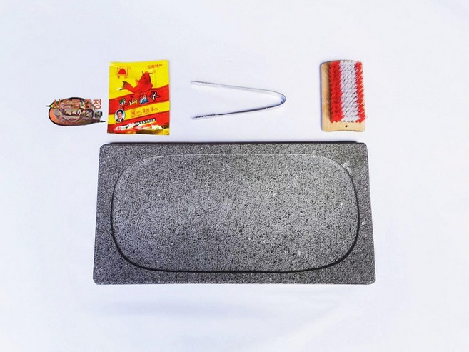 상세설명참조 돌판 맥반석 구이용 그리들 야외 철판 업소용, 40cm x 20cm 직사각형, 1개, 1cm