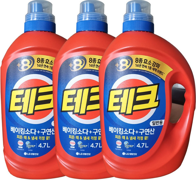 테크 베이킹소다+구연산 액체세제 본품 (일반용), 4.7L, 3개