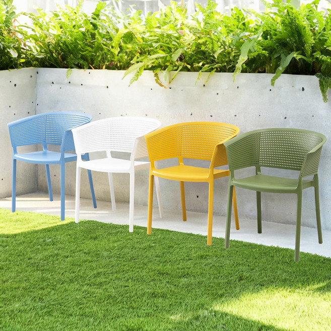 미랑 체어 실내 야외 테라스 카페 UV 인테리어 의자, 화이트, 1개