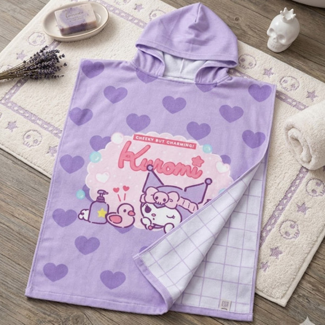 쿠로미 캐릭터 판초 후드 타월 아동 비치 가운 물놀이 수영장 타올 판초형 바스 가운