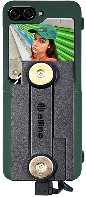 인씨네 오토바이 배달대행 라이더 삼성 갤럭시 Z플립6 F741 CTC 퀵플립 범퍼케이스와 C타입 충전패드 자석거치대 젠더 딱판 찍판 원샷 원터치 Z플립 오픈 특허상품, 그린케이스-알리노블랙