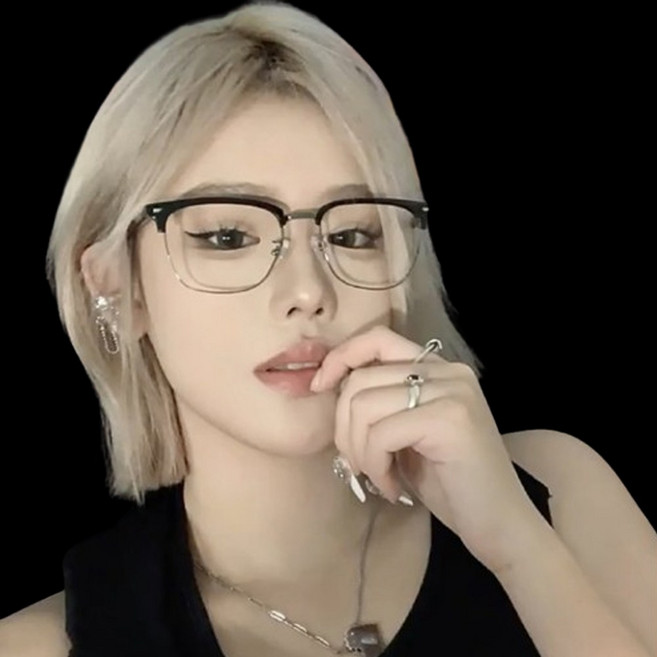 반뿔테 반무테 블루라이트 차단 안경테