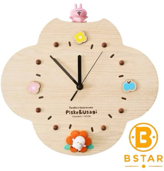 卡娜赫拉的小動物 品牌授權 P助與粉紅兔兔 木質掛鐘