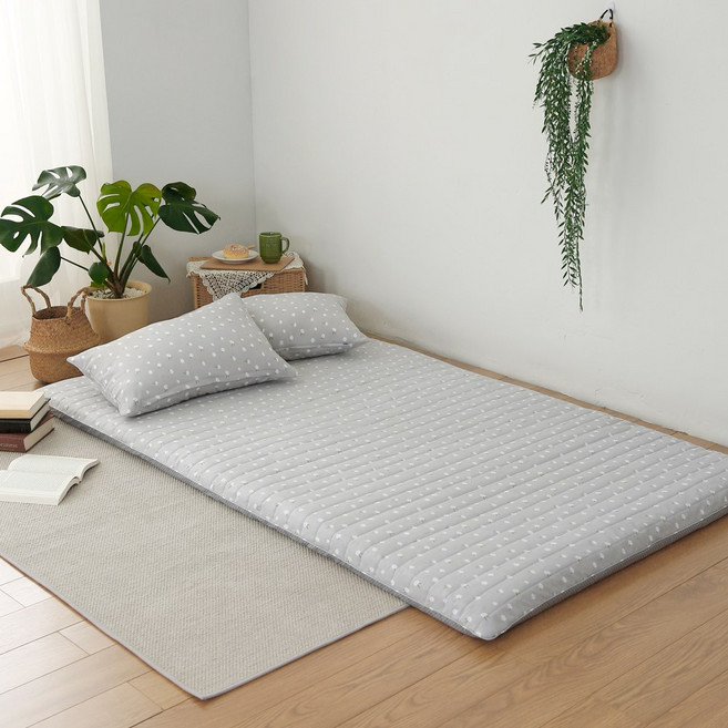 안녕데이지 누빔 요커버 S D Q 먼지없는 세미마이크로 사계절 바닥 요솜커버, 안녕데이지_누빔_요커버, 싱글(S)_그레이