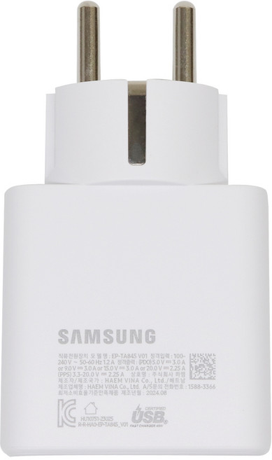 (삼성전자) 아답터 100~240V / 20V 2.25A 45W 분리형 (USB-C타입) EP-TA845 전원케이블 포함 세트 (접지형) (벌크포장), 상세페이지 참조, 1개