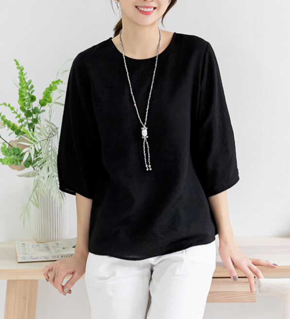 블라썸 여성 중년여성 4060 엄마옷 7부 블라우스