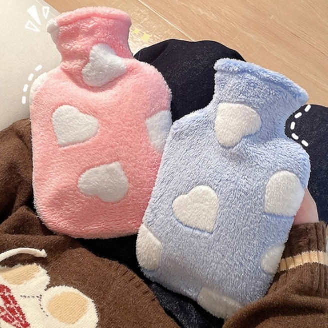 [1+1] 실속 고급 하트물 주머니 손난로 보온 핫팩 찜질팩 겨울 온열 따뜻한 온수팩 캠핑 어린이집 복지관 행사, (3)블루500ml