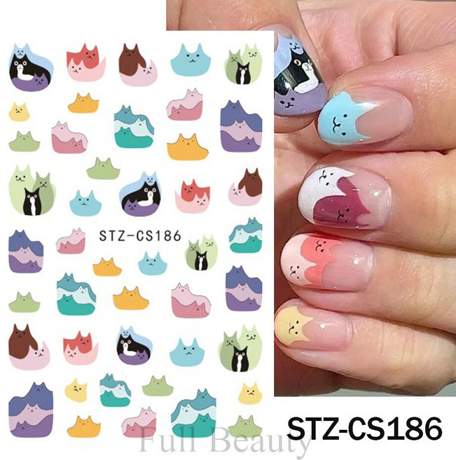 3d kawaii 공룡 네일 아트 스티커 만화 셀프 접착 데칼 귀여운 디자인 슬라이더 매니큐어 장식 액세서리 CHSTZ-SJ034, STZ-CS186