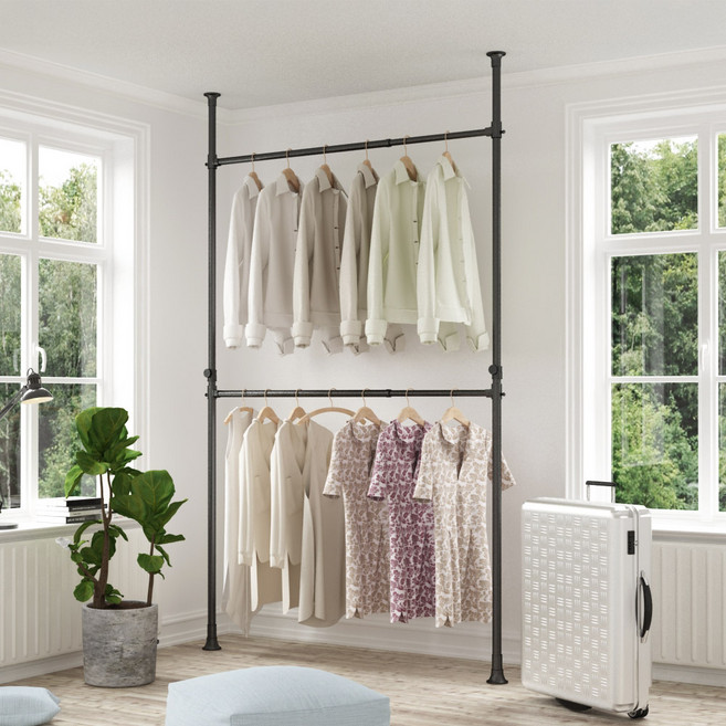 리우리빙 조절행거 2~6단 38mm 블랙/화이트, 리우리빙 조절행거 화이트, 4단