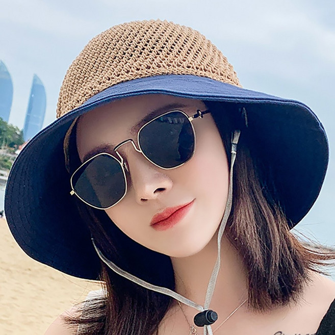 도매짱 투톤 리본 벙거지 버킷햇 예쁜 여성 모자 여자 자외선차단 햇빛차단 봄 여름 가을 보닛햇 보넷 (domejjang)