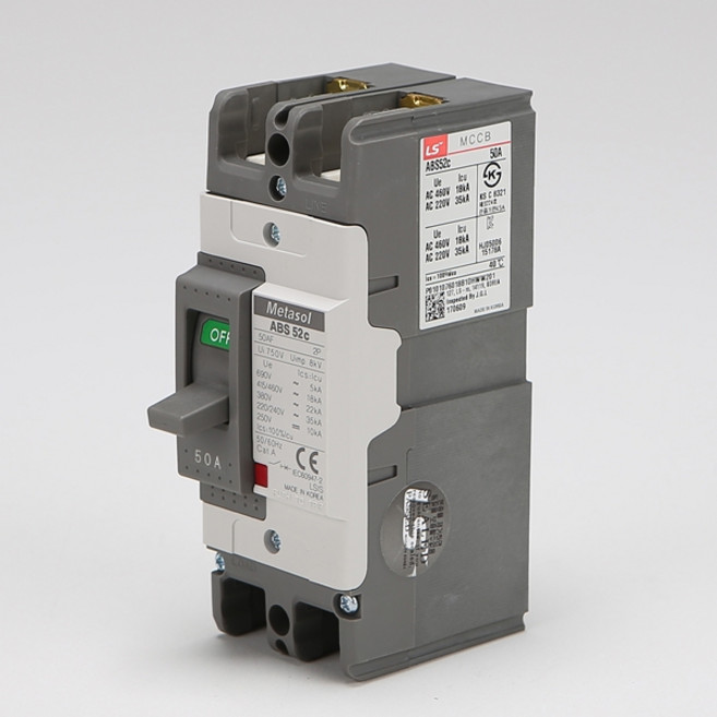 uga123 LS산전 ABS 52C(2P) 20A 30A 40A 50A 35kA 배선용차단기 MCCB, 1개