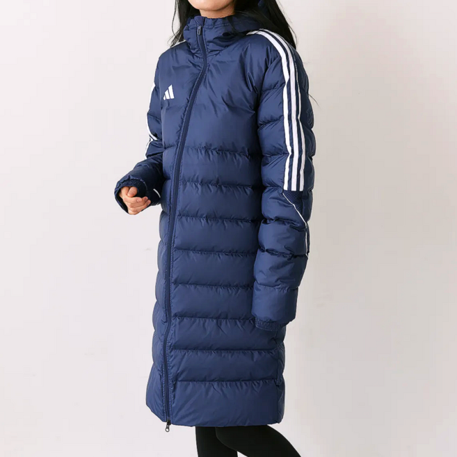 아디다스 남성 여성 공용 겨울 방한 후드 3S 롱 코트 다운패딩 자켓 레귤러 핏