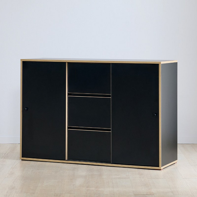 브루노 솔드 2단 E0 미닫이 슬라이드 수납장 1200 서랍장 수납장, 브루노 솔드 블랙 1200 2단 서랍수납, 블랙