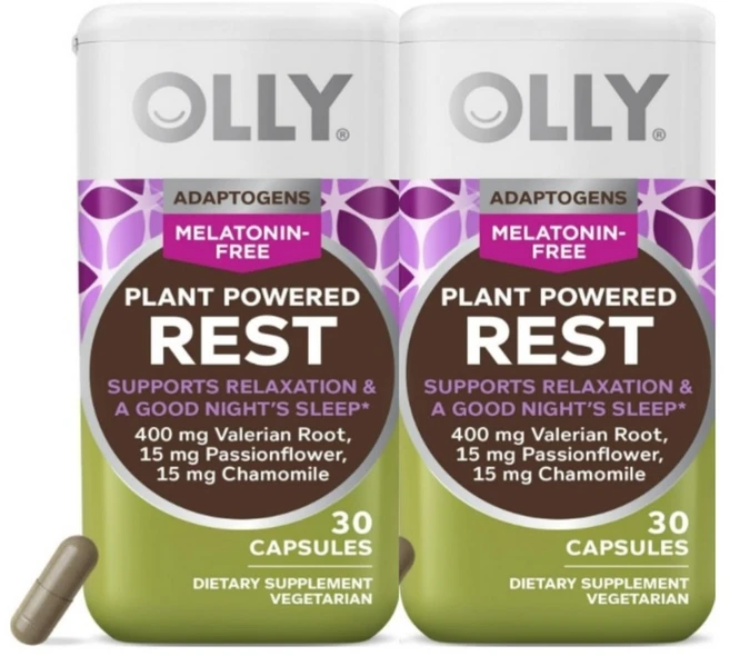 OLLY 시차 스트레스 진정 에너지 집중력 수면 보충제 발레리안 카모마일 30캡슐 2팩, 1개, 30정 - 쿠팡