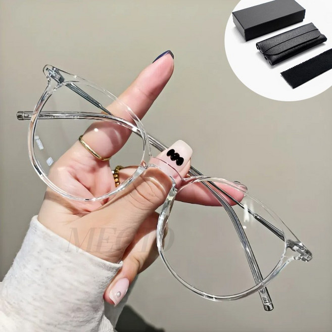 MEGIO 남여공용 패션 가벼운 안경테 사각 뿔테 안경