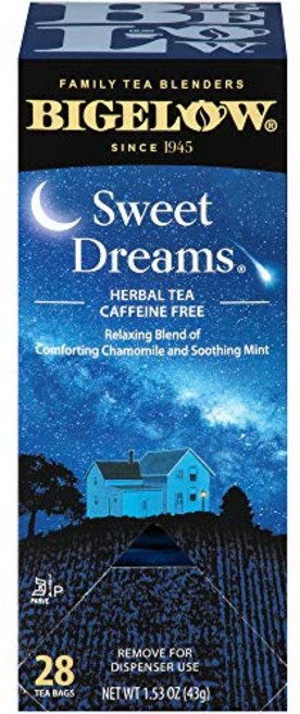 Bigelow Sweet Dreams 허브 티 28개 박스 (1팩) 카모마일 및 민트 카페인 프리 야간 허브 티의 편안한 블렌드 개별 호일 포장 백, 수량, chamomile,Sweet Dreams, 1개, 28개입