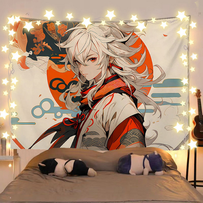 원신 굿즈 행잉 태피스트리 소 라이덴쇼군 호두 카미사토아야카 카에데하라카즈하 종려 야에미코 일러스트 패브릭포스터 벽 꾸미기 창문가리개 공간분이 문발 라이브방송 배경천 37종, 원신 패브릭 포스터-21