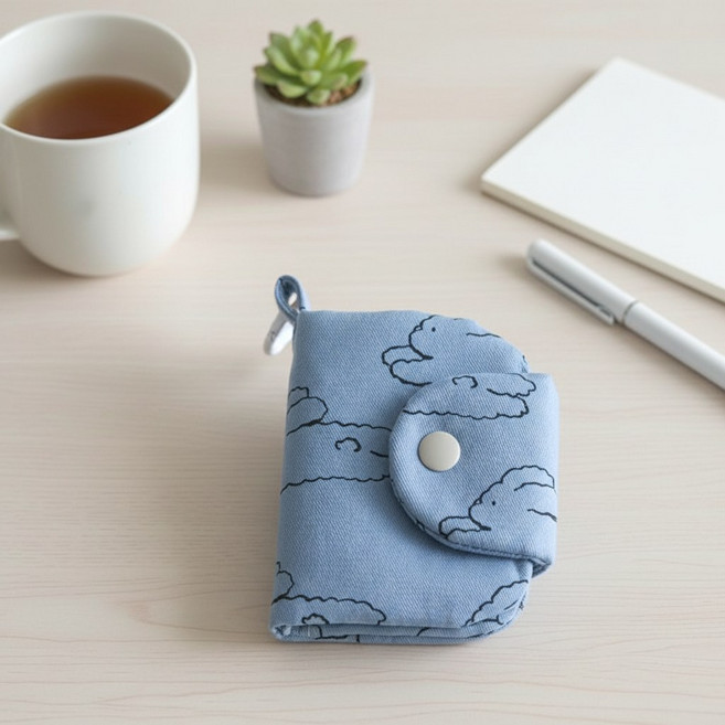 옳고바른 캔버스 패브릭 카드 동전 지갑 학생 여행용지갑 에어팟파우치
