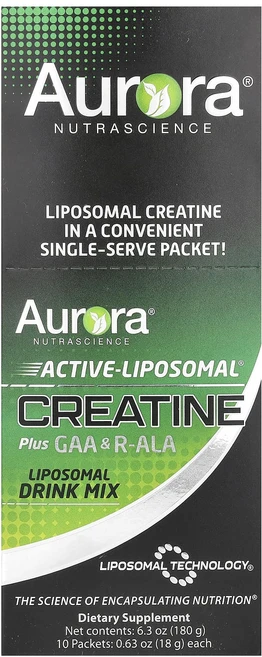 새해 건강을 선물하세요 Aurora Nutrascience Active-Liposomal® 크레아틴 플러스 GAA 및 R-ALA 10팩 각 18g(0.63oz) 특별관리진행, AuroraNutrascienceActiveLiposo - 쿠팡